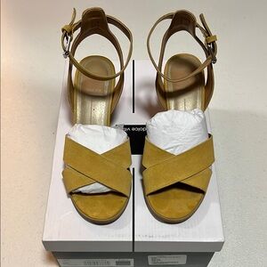 Women’s Dolce Vita Leia Suede Ankle Strap Cork Wedge Sandals Yellow, 6